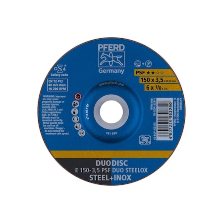 Pferd Duodisc Wheel, Type 27, 6"x1/8 63335